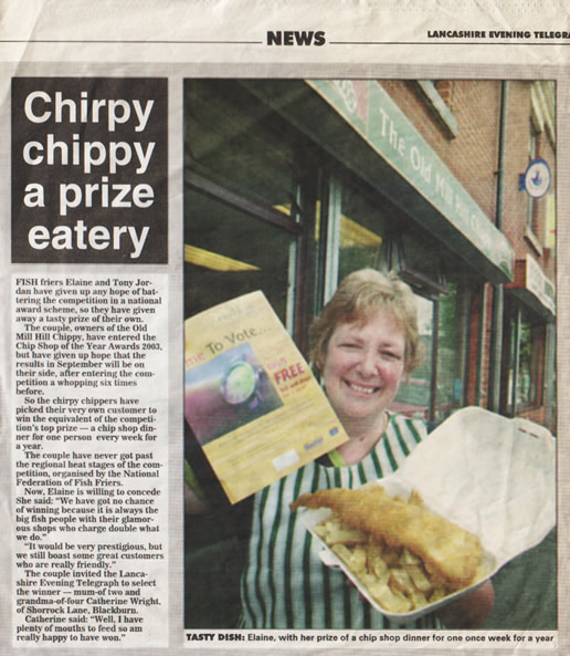 Mill Hill Chippy Newspaper Clipping